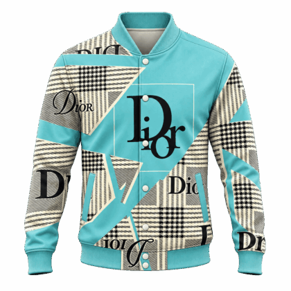 Dior | Aqua Plaid Logo Collage Baseball Jacket Fall 2026 Edition