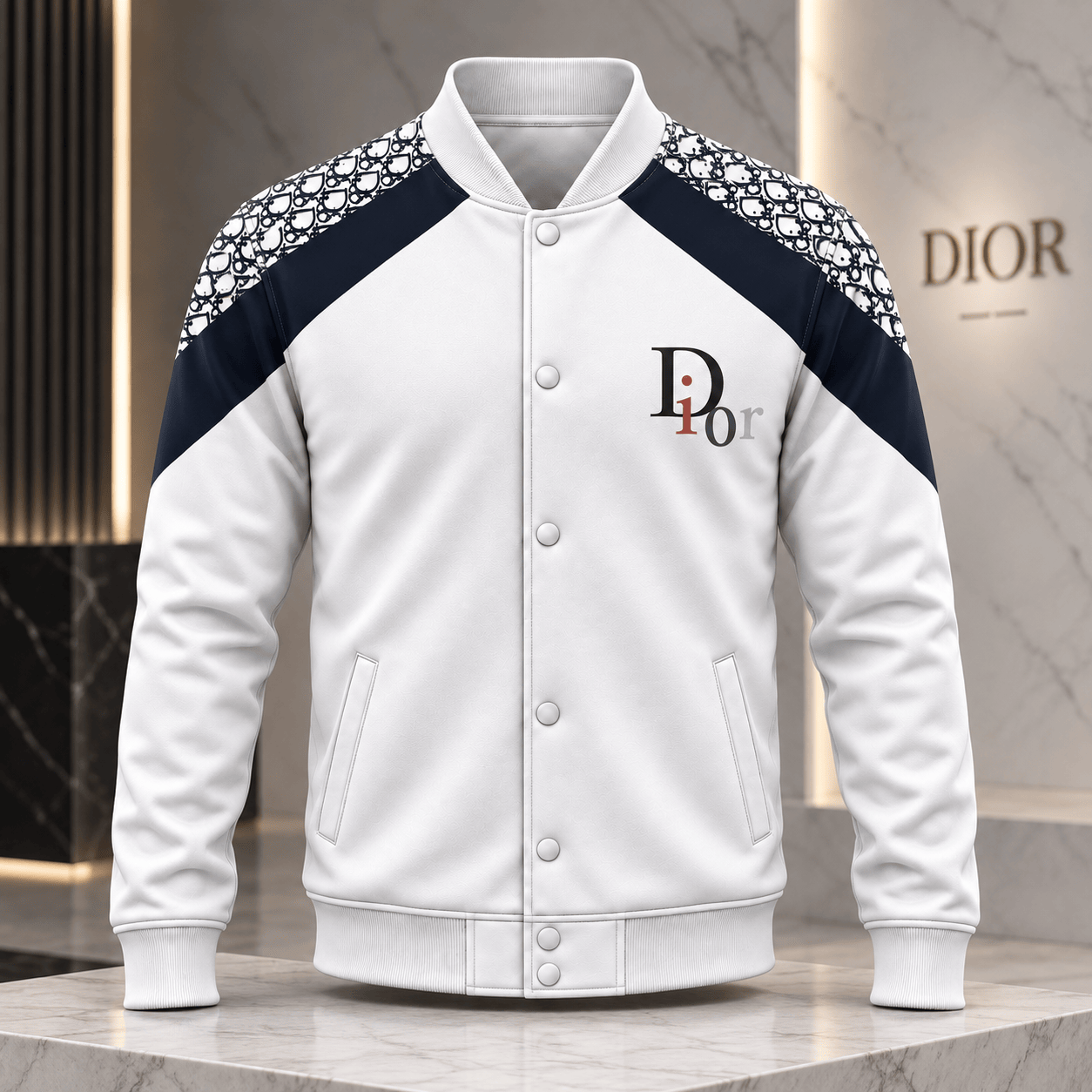 Dior | Monogram Chevron Panels Baseball Jacket Winter 2026 Edition