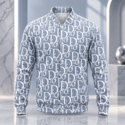 Dior | Icy Blue Oblique Monogram Baseball Jacket Winter 2026 Edition