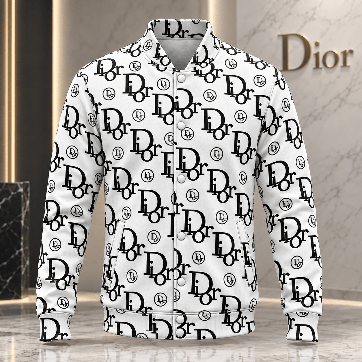 Dior | Mixed-Scale Monogram Print Baseball Jacket Winter 2026 Edition