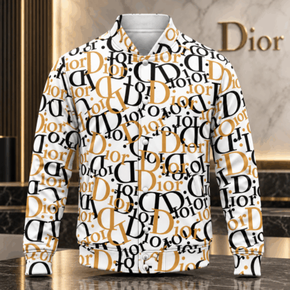 Dior | Black Gold Typographic Print Baseball Jacket Winter 2026 Edition