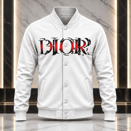 Dior | Distressed Red Band Wordmark Baseball Jacket Winter 2026 Edition