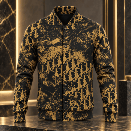 Dior | Gold Monogram Splatter Baseball Jacket Winter 2026 Edition