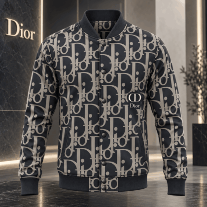 Dior | Charcoal Oblique Monogram Baseball Jacket Winter 2026 Edition