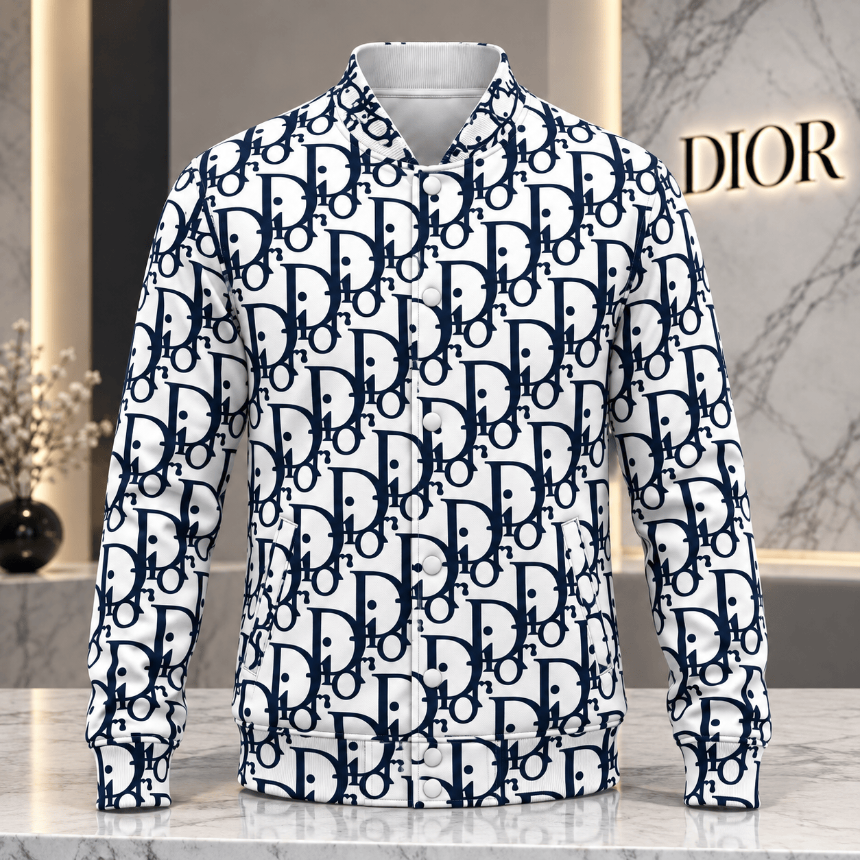 Dior | Oblique Monogram Print Baseball Jacket Winter 2026 Edition