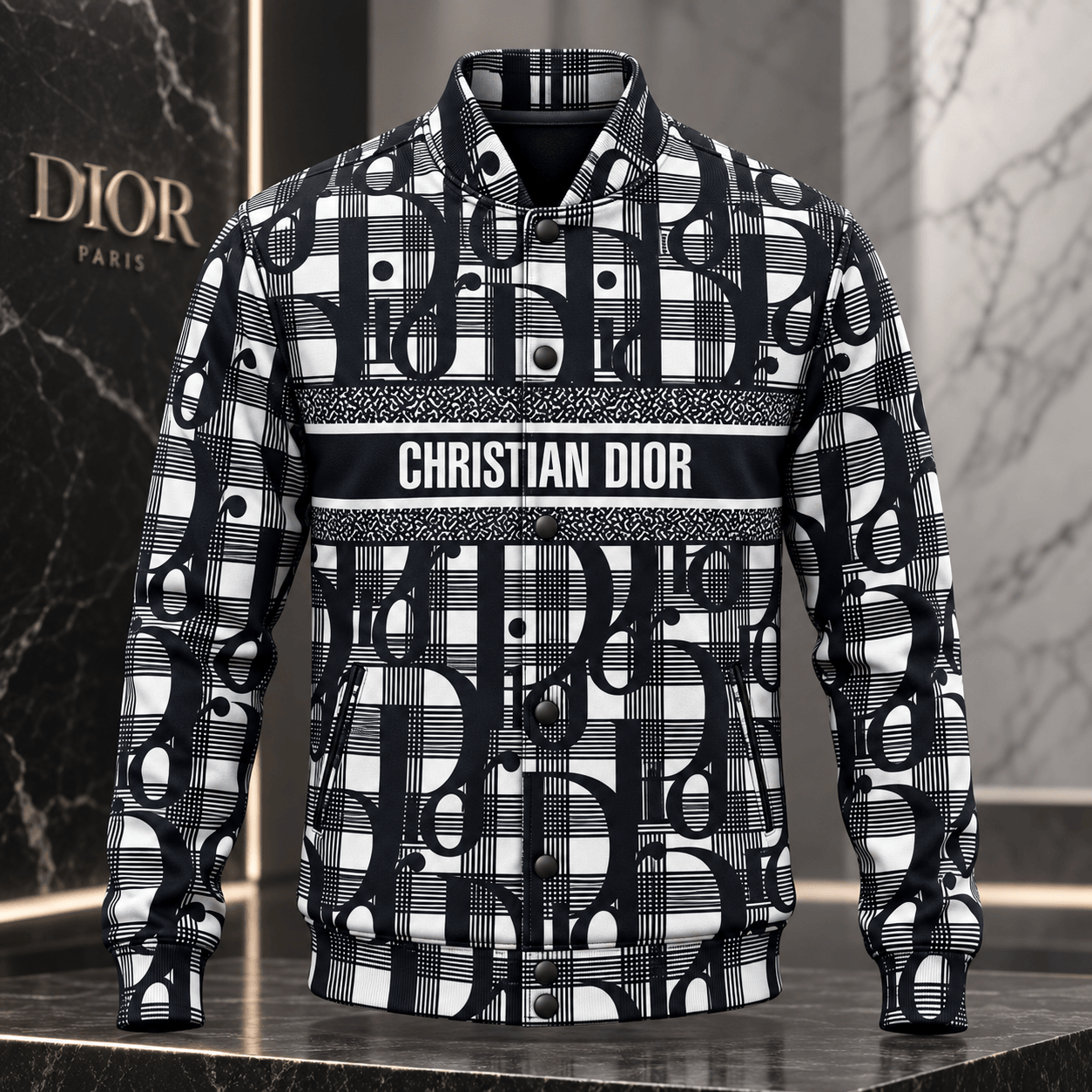 Dior | Oblique Monogram Plaid Baseball Jacket Winter 2026 Edition