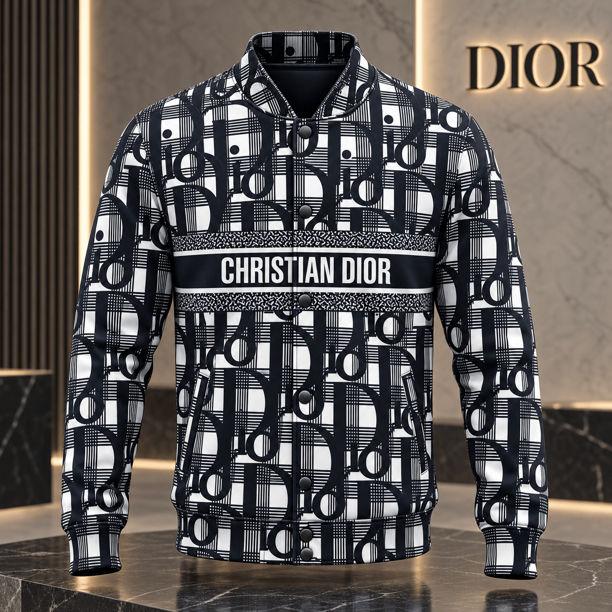 Dior | Monogram Plaid Print Baseball Jacket Winter 2026 Edition