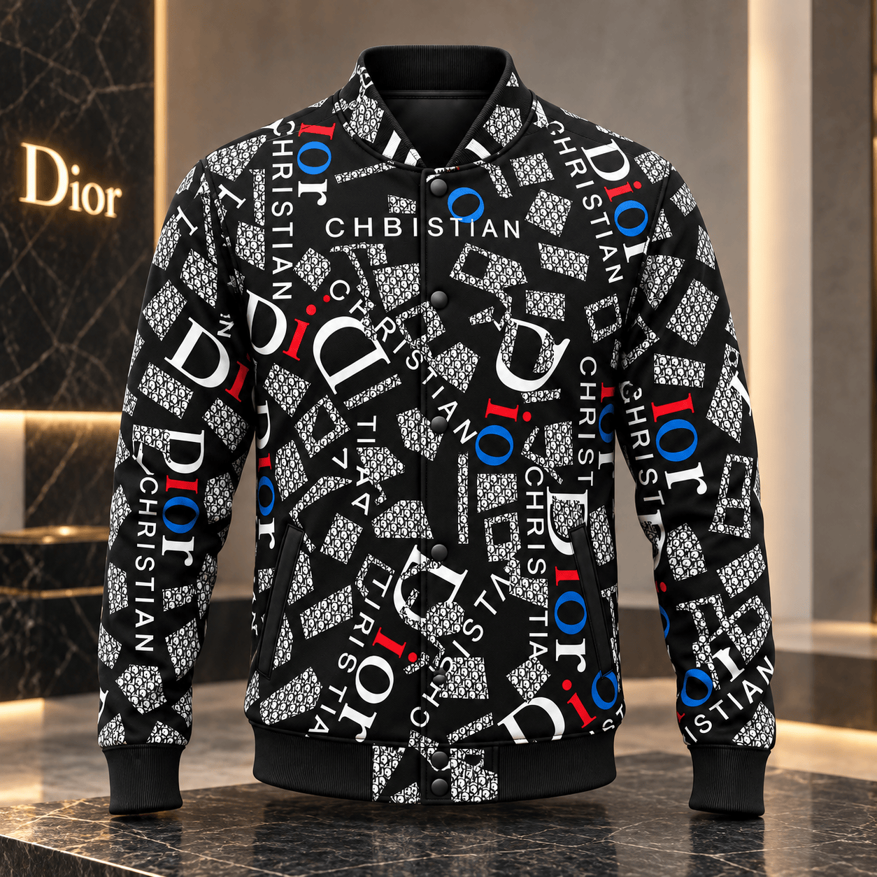 Dior | Monogram Logo Collage Baseball Jacket Holiday 2026 Edition