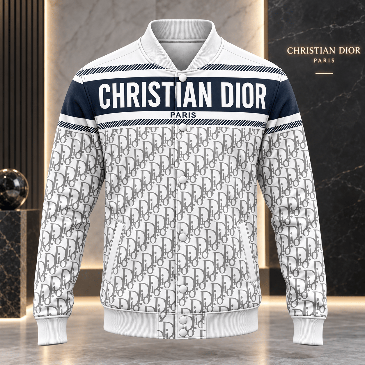 Dior | Oblique Logo Stripe Baseball Jacket Holiday 2026 Edition