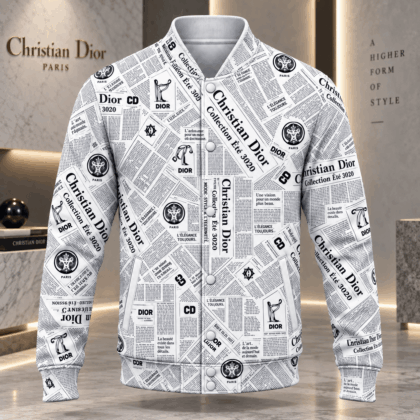 Dior | Newspaper Collage Print Baseball Jacket Holiday 2026 Edition