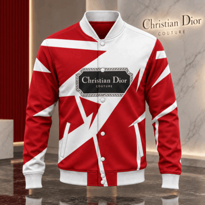 Dior | Crimson Lightning Graphic Baseball Jacket Holiday 2026 Edition