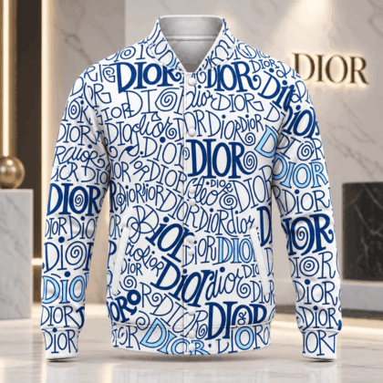 Dior | Blue Typographic Graffiti Baseball Jacket Holiday 2026 Edition