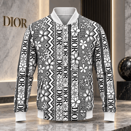 Dior | Monochrome Floral Stripe Baseball Jacket Holiday 2026 Edition