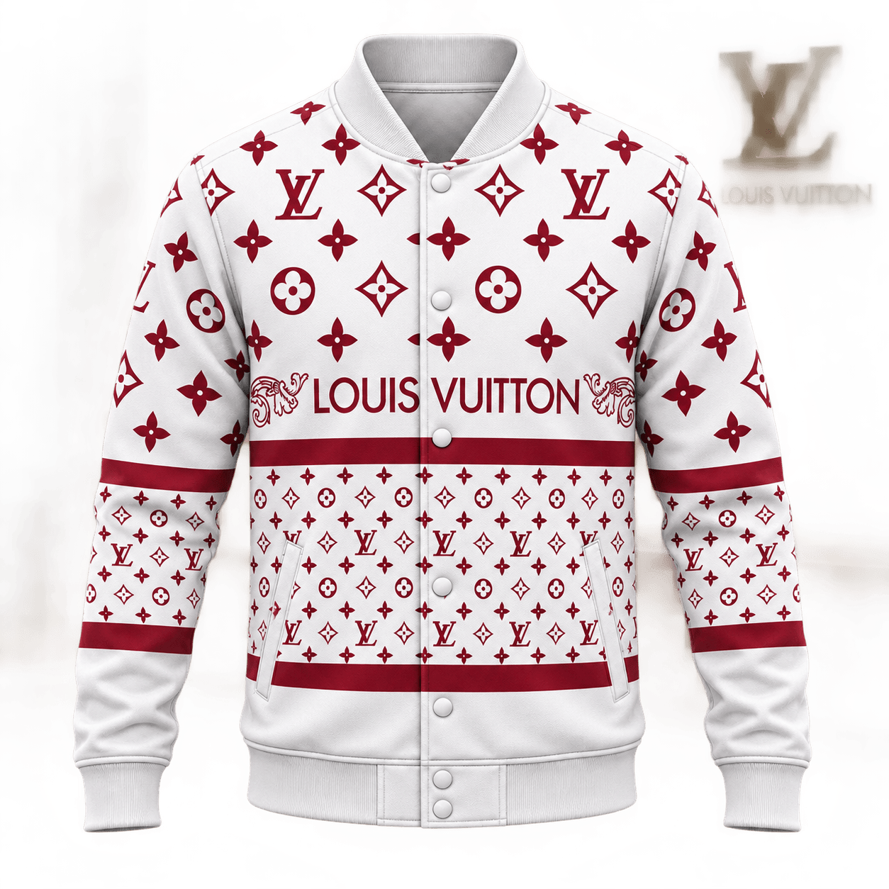 Louis Vuitton | Crimson Monogram Stripe Baseball Jacket Black Friday 2026 Collection