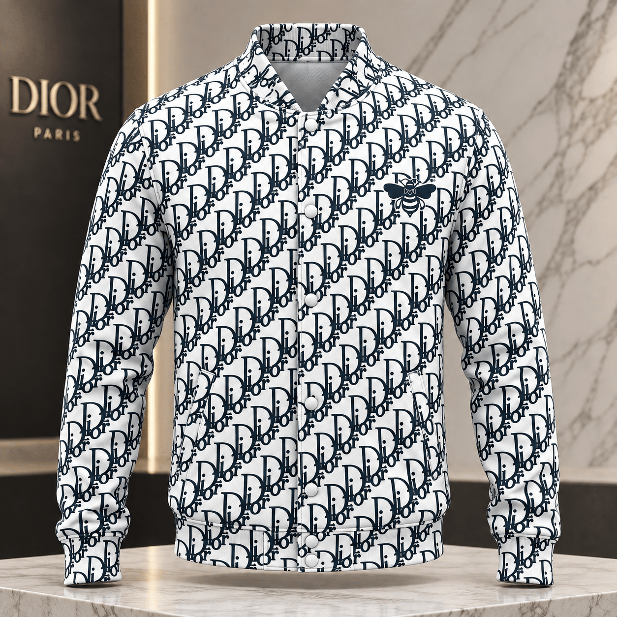 Dior | Oblique Monogram Bee Print Baseball Jacket Christmas 2026 Edition