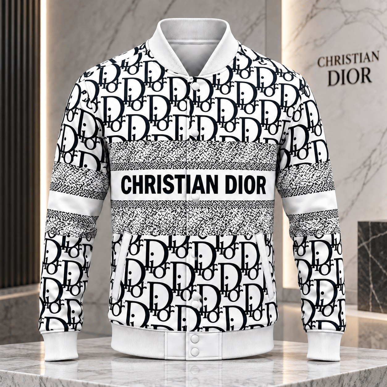 Dior | Monogram Textured Stripe Baseball Jacket Christmas 2026 Edition