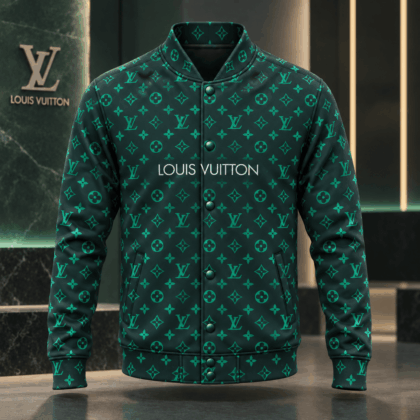 Louis Vuitton | Emerald Monogram Print Baseball Jacket Year-End 2026 Collection