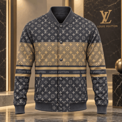Louis Vuitton | Two-Tone Monogram Stripe Baseball Jacket Year-End 2026 Collection