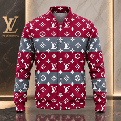 Louis Vuitton | Crimson Stripe Monogram Baseball Jacket Year-End 2026 Collection