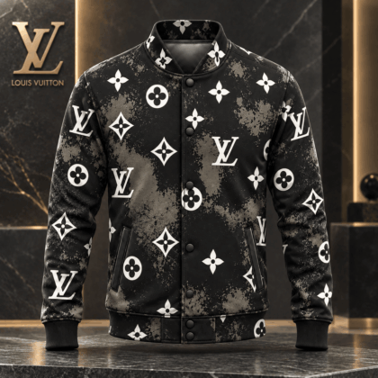 Louis Vuitton | Distressed Monogram Splatter Baseball Jacket Year-End 2026 Collection