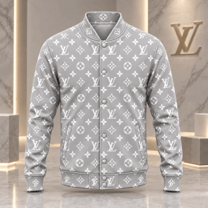 Louis Vuitton | Silver Monogram Print Baseball Jacket Year-End 2026 Collection