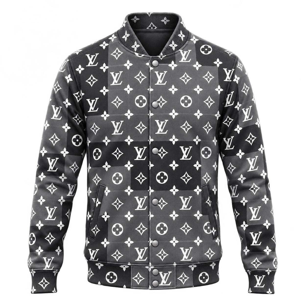Louis Vuitton | Monochrome Monogram Print Baseball Jacket Year-End 2026 Collection