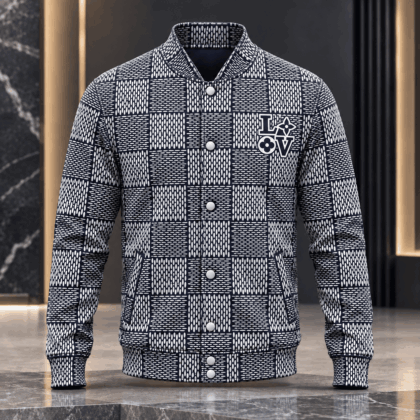 Louis Vuitton | Textured Dash Check Print Baseball Jacket Year-End 2026 Collection