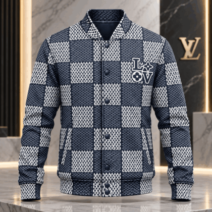 Louis Vuitton | Textured Checkerboard Print Baseball Jacket Year-End 2026 Collection