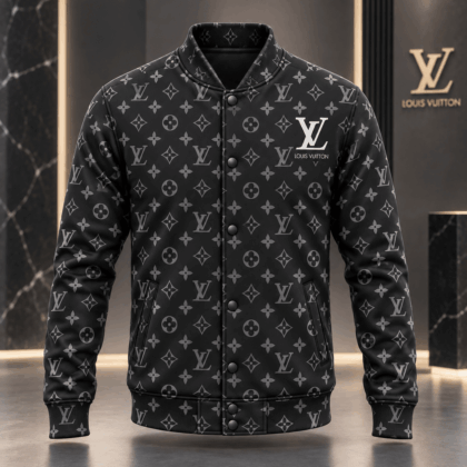 Louis Vuitton | Monochrome Monogram Print Baseball Jacket Year-End 2026 Collection