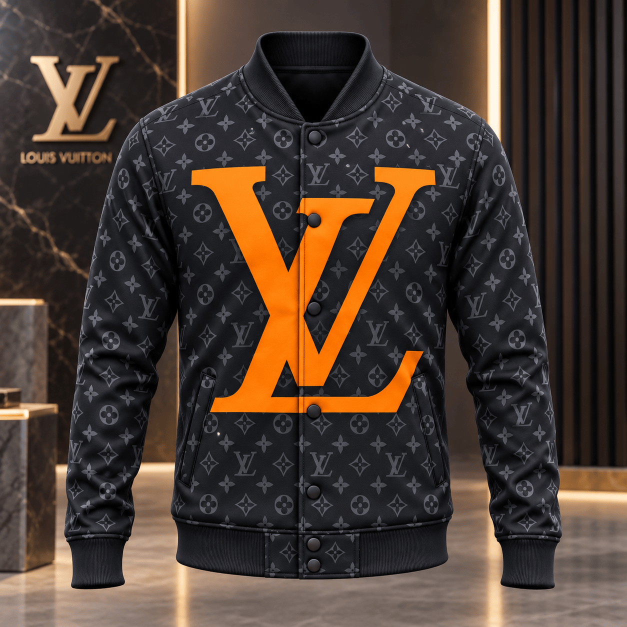 Louis Vuitton | Orange Oversized Monogram Baseball Jacket Year-End 2026 Collection