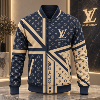 Louis Vuitton | Monogram Geometric Stripe Baseball Jacket Year-End 2026 Collection