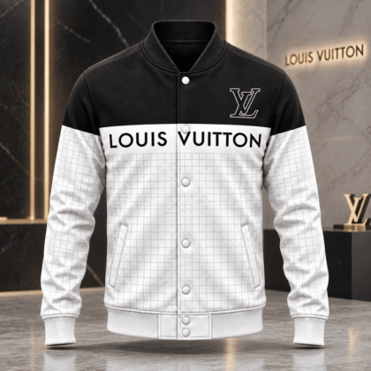 Louis Vuitton | Monochrome Gridline Panel Baseball Jacket Year-End 2026 Collection