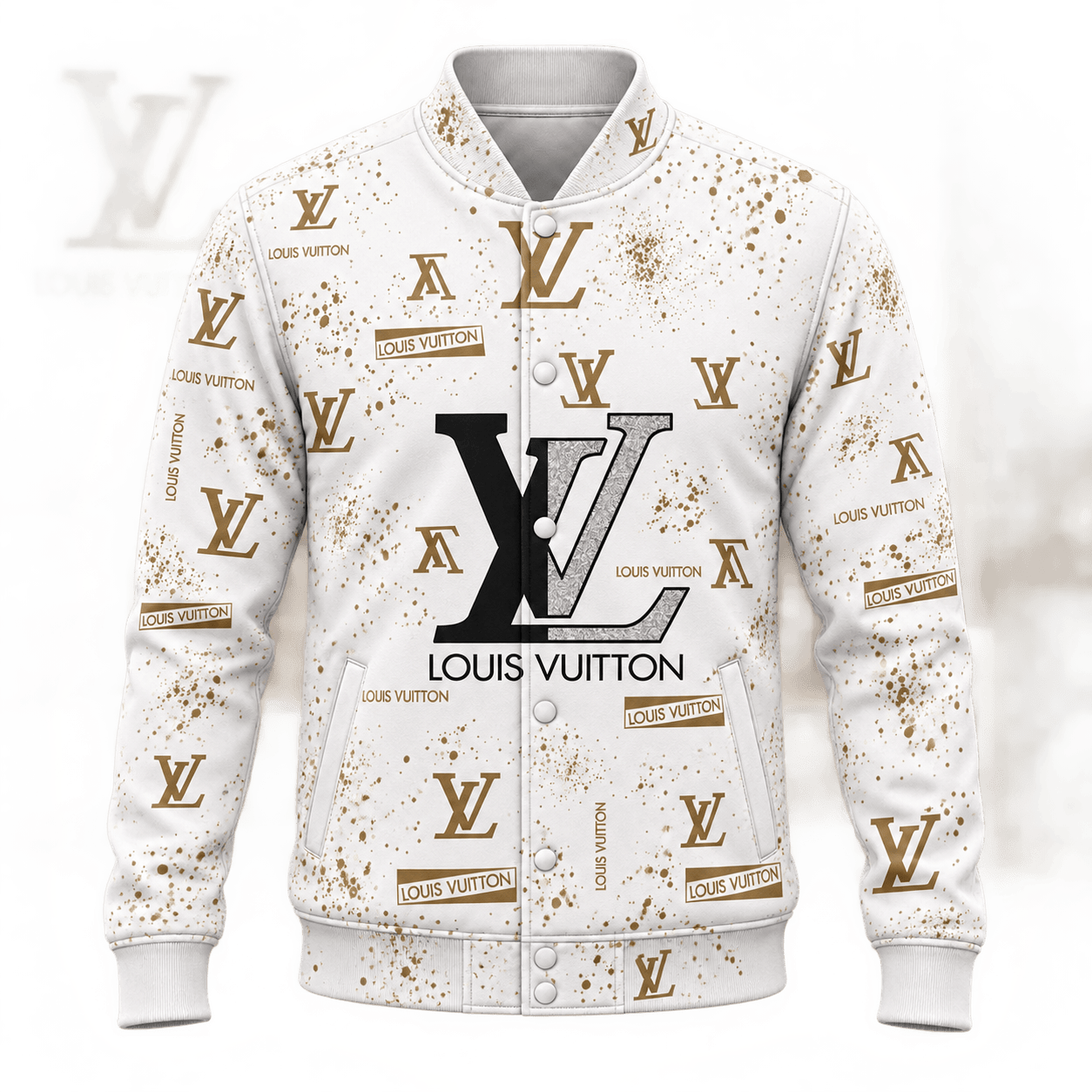Louis Vuitton | Gold Monogram Splatter Baseball Jacket Year-End 2026 Collection