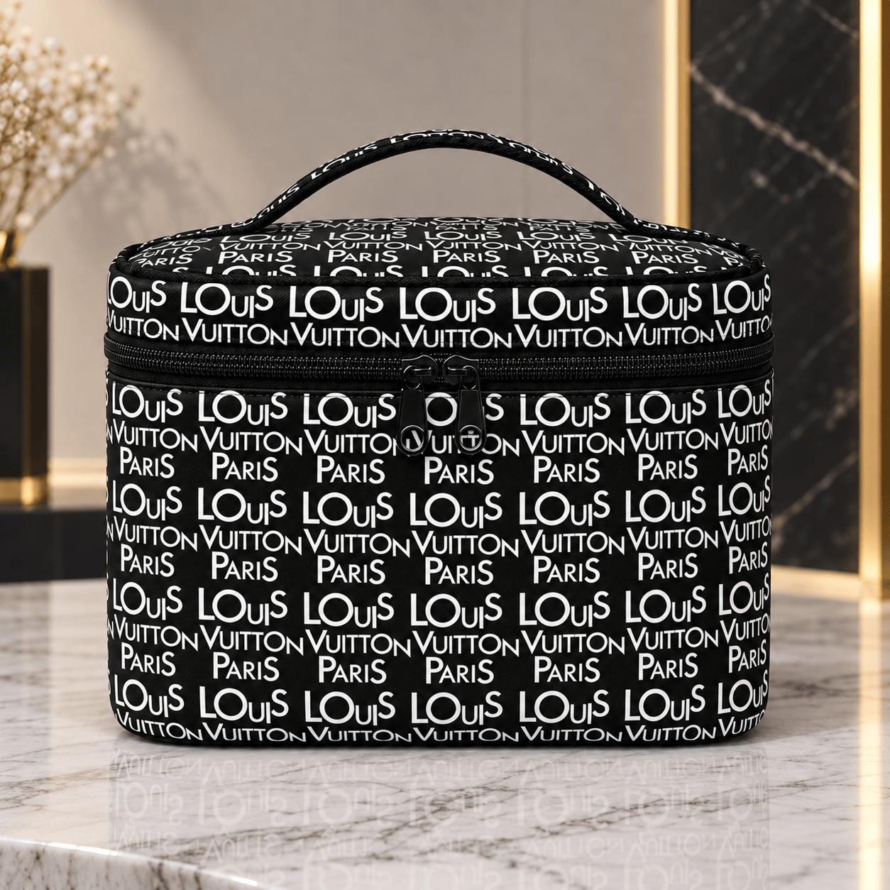 Louis Vuitton | Monochrome Paris Logo Print Cosmetic Bag Fall 2026 Collection