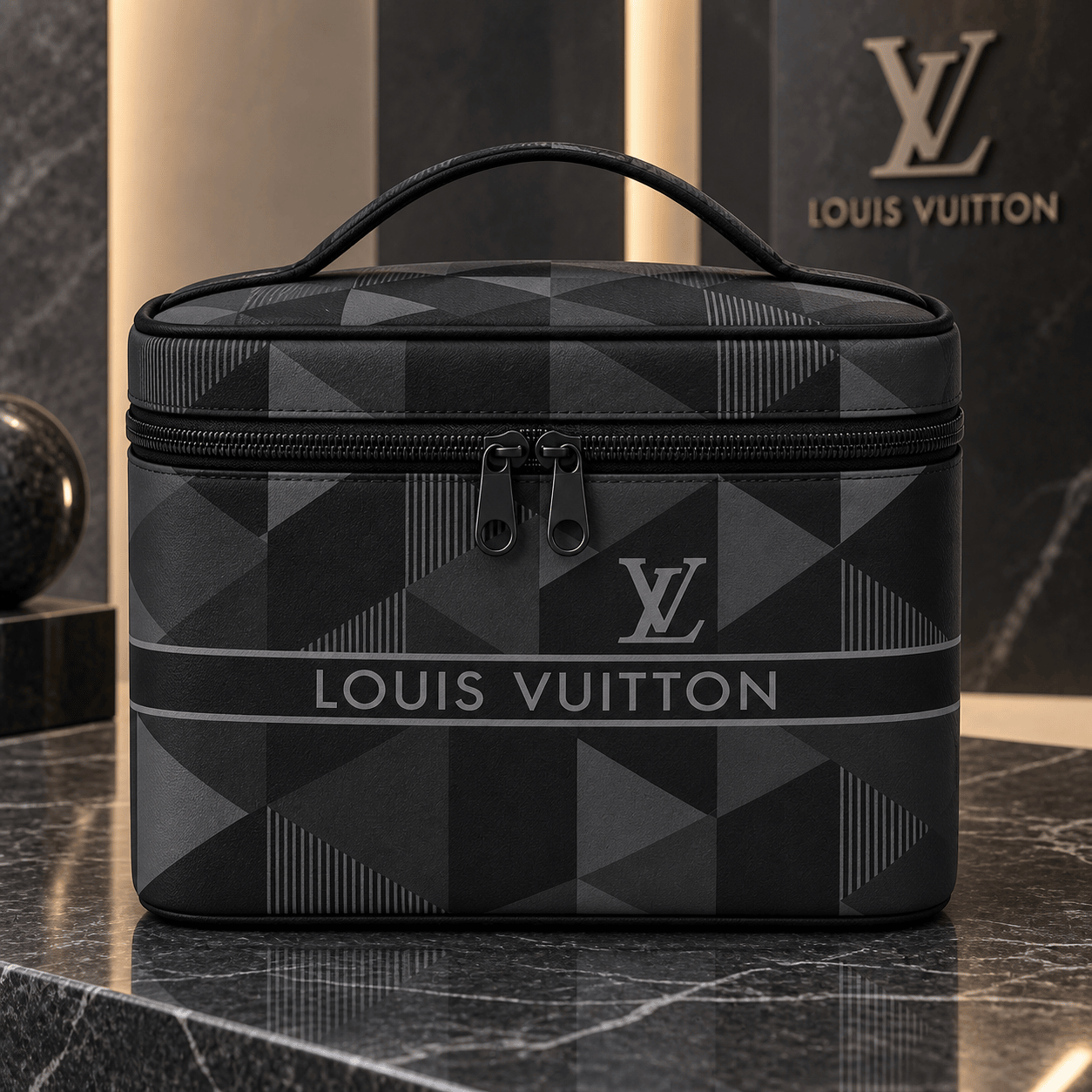 Louis Vuitton | Monochrome Geometric Patchwork Cosmetic Bag Fall 2026 Collection