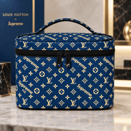 Louis Vuitton | Blue Supreme Monogram Print Cosmetic Bag Fall 2026 Collection