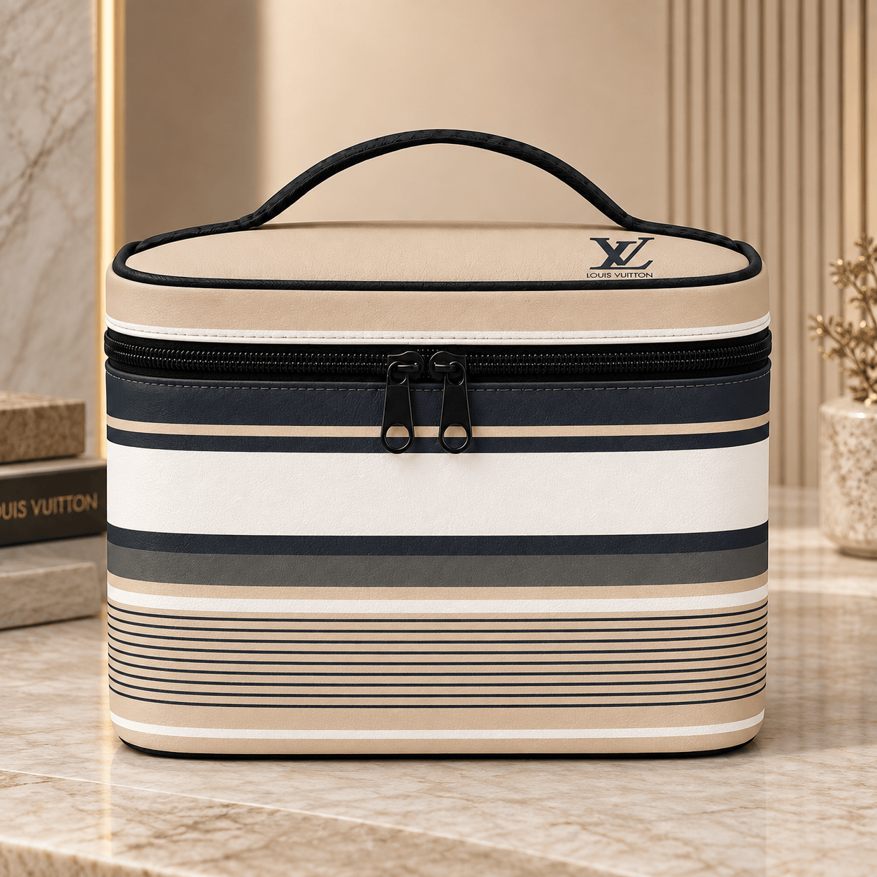 Louis Vuitton | Neutral Riviera Stripe Cosmetic Bag Fall 2026 Collection