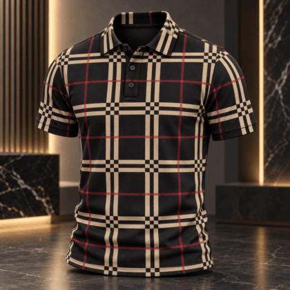 Classic Check Print Polo Shirt Pattern 2026 Collection