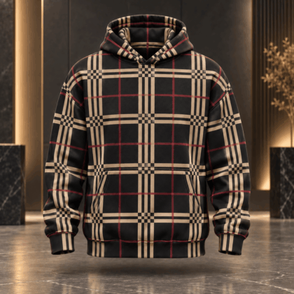 Midnight Heritage Check Hoodie Pattern 2026 Collection