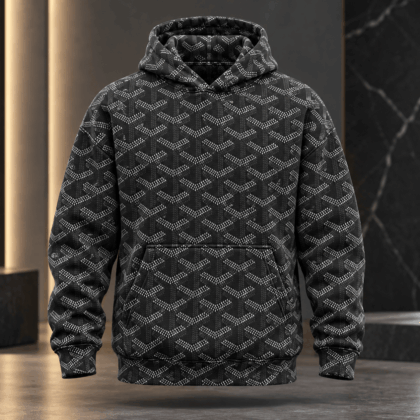 Monochrome Signature Chevron Hoodie Pattern 2026 Collection