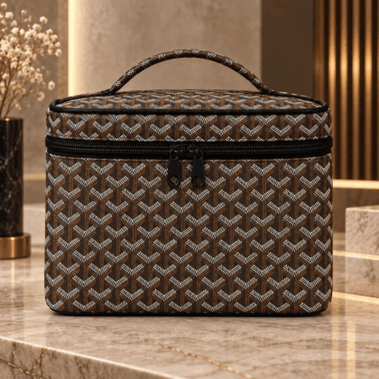 Brown Chevron Monogram Cosmetic Bag Pattern 2026 Collection