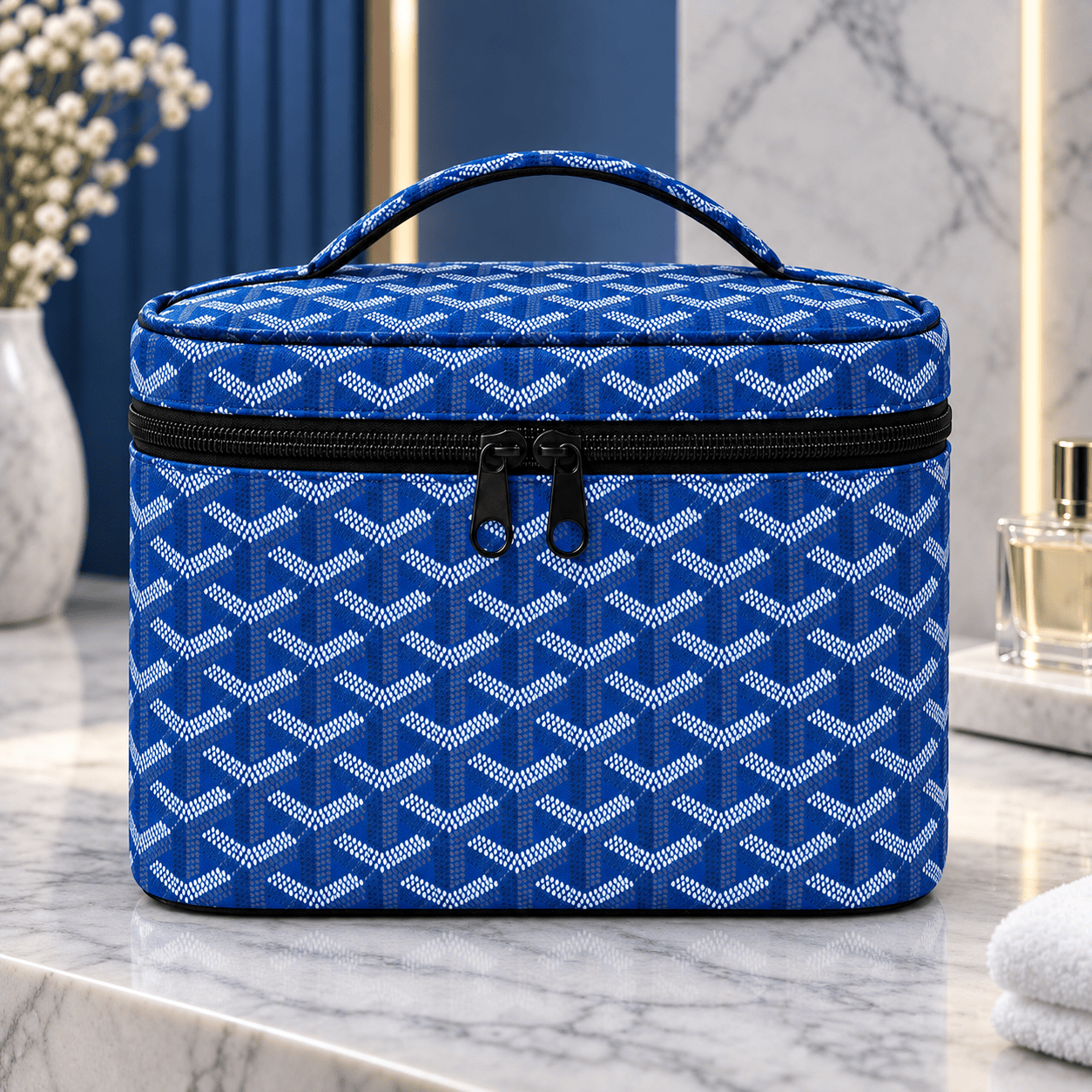Cobalt Signature Chevron Cosmetic Bag Pattern 2026 Collection