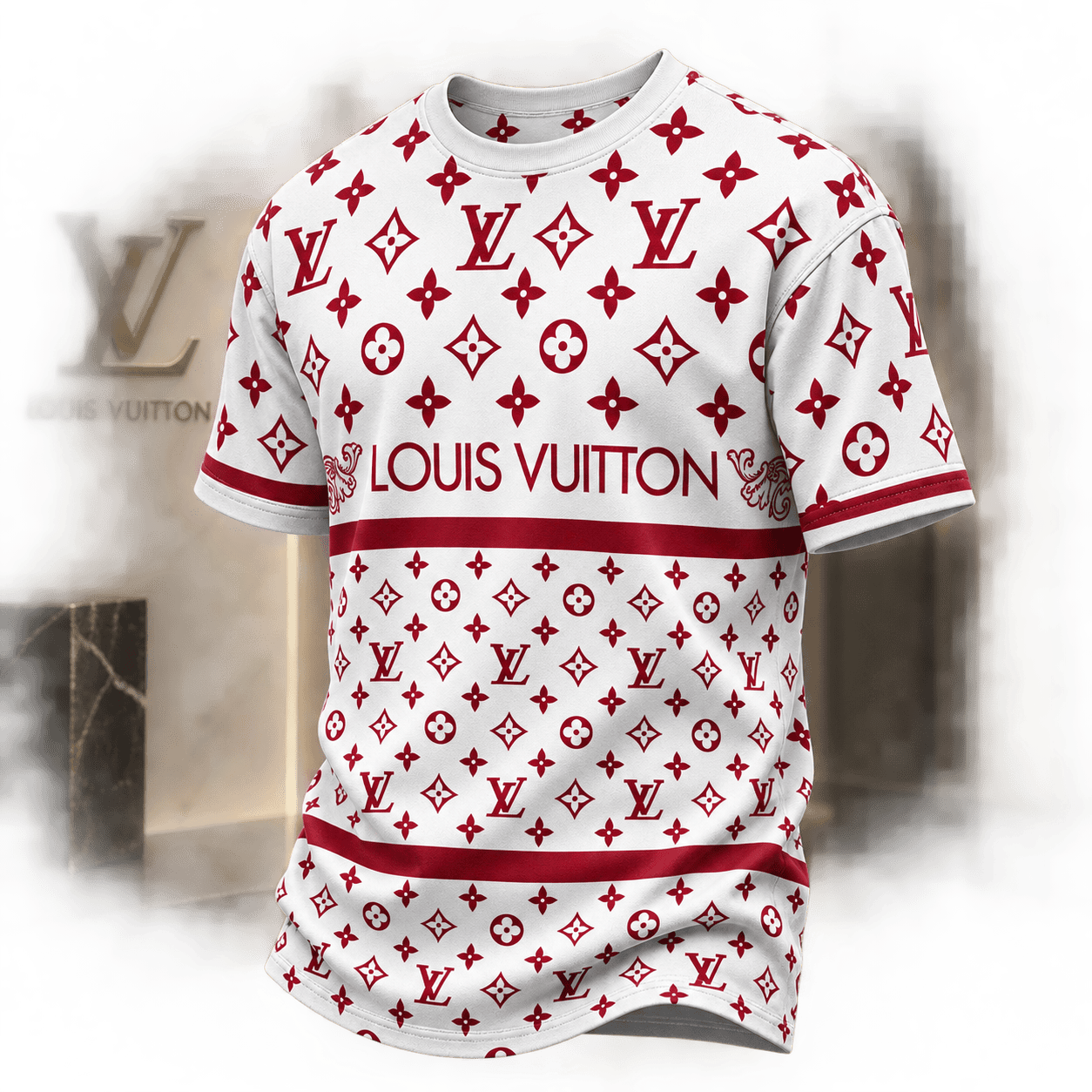 Louis Vuitton | Crimson Monogram Stripe T-Shirt Winter 2026 Collection