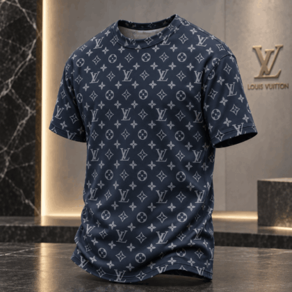Louis Vuitton | Navy Monogram Print T-Shirt Winter 2026 Collection