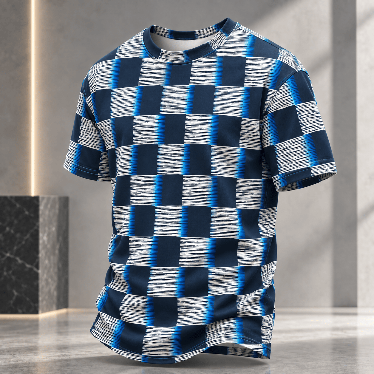 Louis Vuitton | Electric Blue Brushstroke Check T-Shirt Winter 2026 Collection