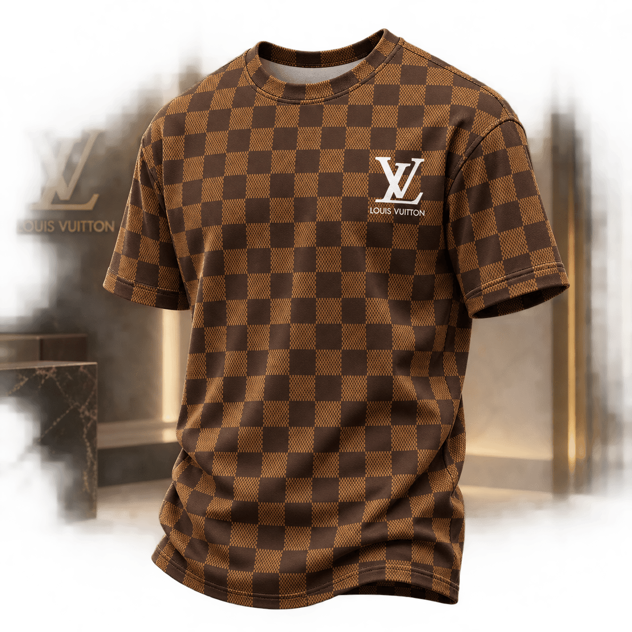 Louis Vuitton | Chocolate Checkerboard Print T-Shirt Fall 2026 Collection