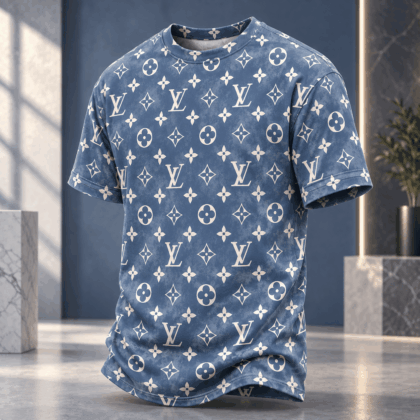 Louis Vuitton | Distressed Blue Monogram T-Shirt Winter 2026 Collection