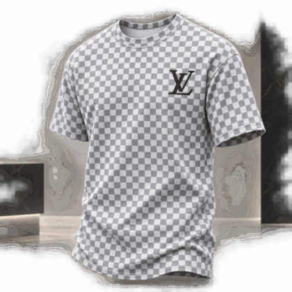 Louis Vuitton | Silver Checkerboard Print T-Shirt Fall 2026 Collection