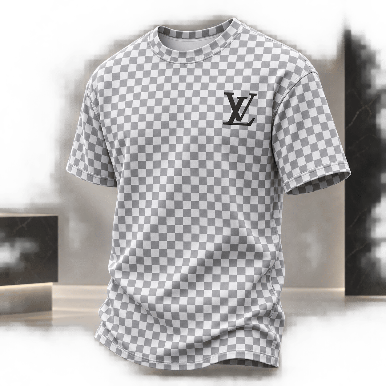 Louis Vuitton | Silver Checkerboard Print T-Shirt Fall 2026 Collection