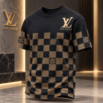 Louis Vuitton | Gold Signature Checkerboard T-Shirt Fall 2026 Collection